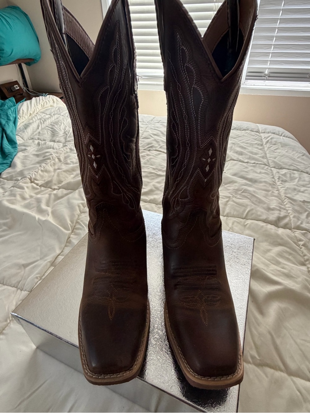 Justin Boots Brown Leather Western Heeled Cowboy Boots